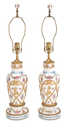 Lot 190 - Pair of Sevres Style Gilt-Metal Porcelain...