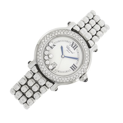 Lot 126 - Chopard Stainless Steel and Diamond 'Happy Sport' Wristwatch
