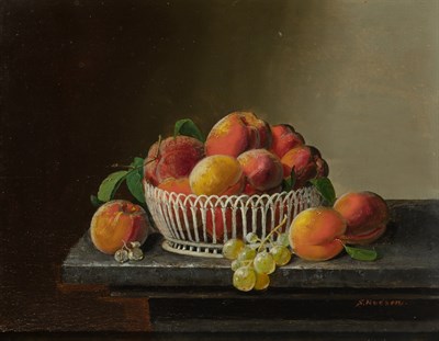 Lot 1065 - Severin Roesen American, 1815-1872 Peaches and...