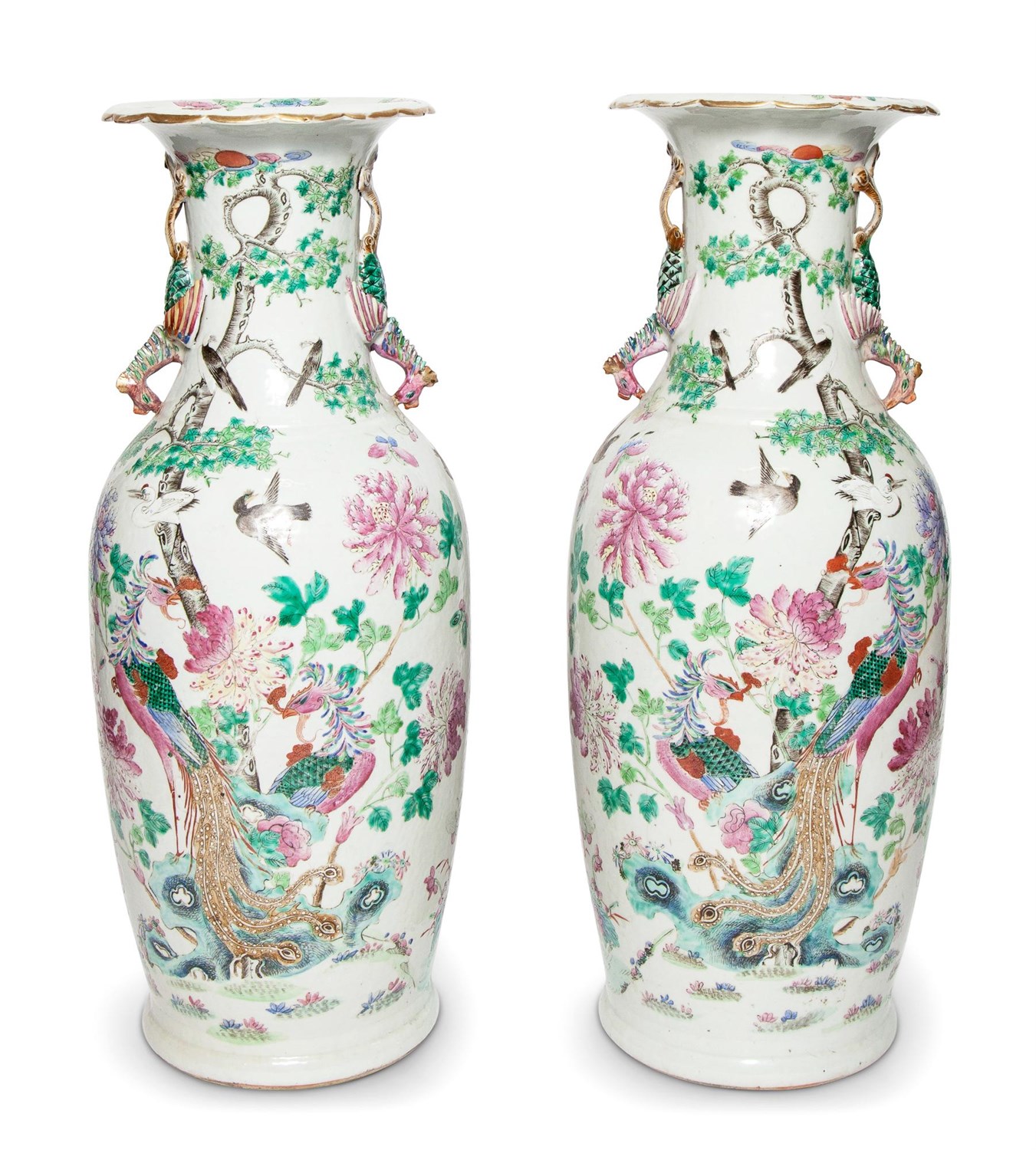 Lot 190 - A Pair of Chinese Enameled Porcelain Vases...
