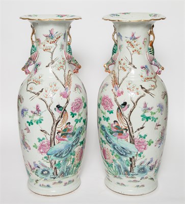 Lot 190 - A Pair of Chinese Enameled Porcelain Vases...
