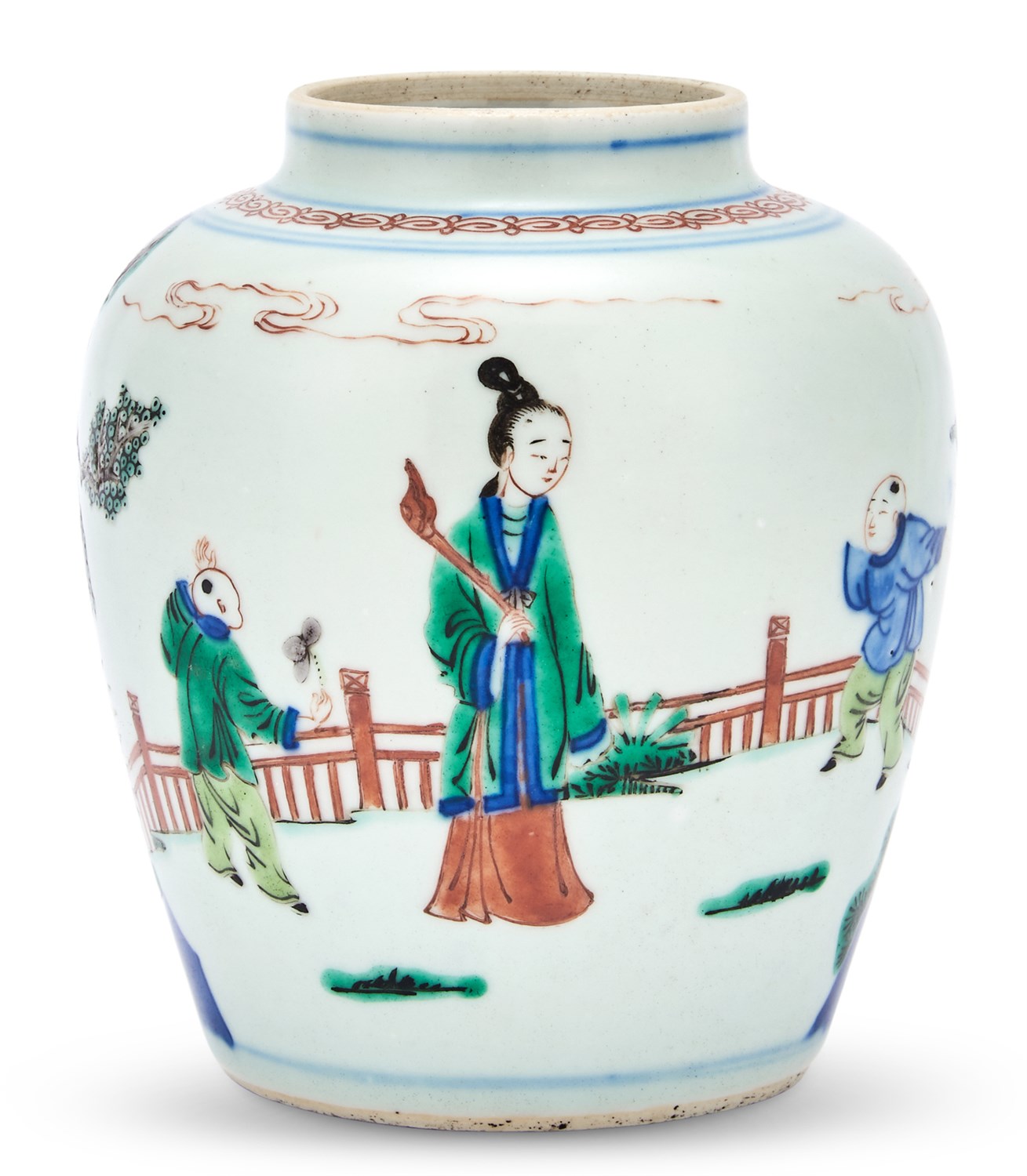 Lot 130 - A Chinese Wucai Porcelain Jar Transitional...