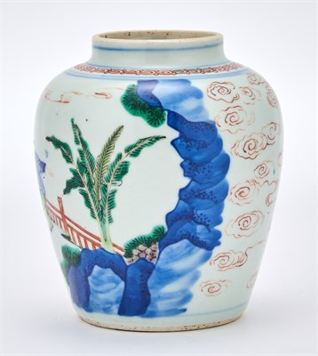 Lot 130 - A Chinese Wucai Porcelain Jar Transitional...