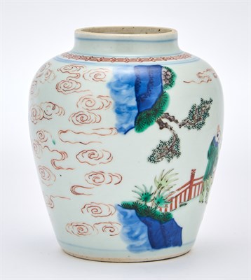Lot 130 - A Chinese Wucai Porcelain Jar Transitional...