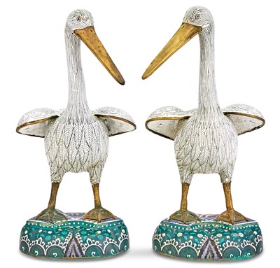Lot 297 - A Pair of Chinese Cloisonné Enamel Storks Late...