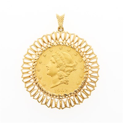 Lot 1227 - Gold and United States Gold Coin Pendant
