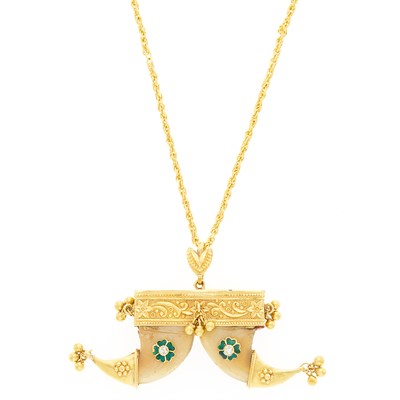 Lot 1142 - High Karat Gold and Claw Pendant-Necklace