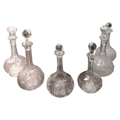 Lot 36 - Set of Six Cut Glass Decanters Probably Irish,...