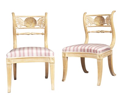 Lot 170 - Pair of Directoire Style Parcel Gilt Shell...