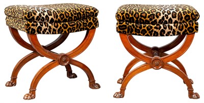 Lot 287 - Pair of Empire Mahogany Cerule-Form Footrests...