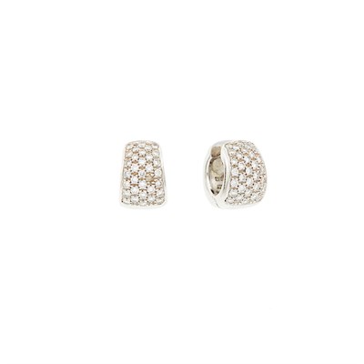 Lot 1241 - Pair of White Gold and Diamond Huggie Earrings