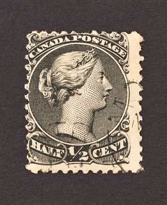Lot 3166 - Canada 1868 1/2 Cent, Black, Watermark H, Used...
