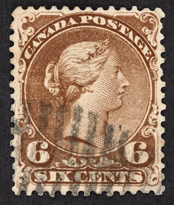 Lot 3171 - Canada 1868 6 Cent Chocolate Watermarked, Used...