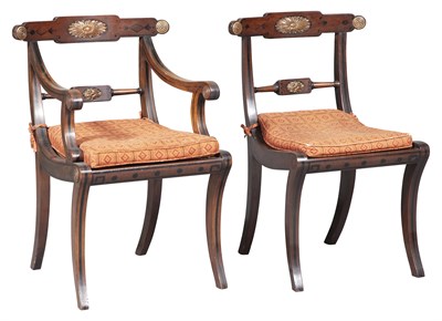 Lot 185 - Four Regency Style Caned Mahogany Dining...