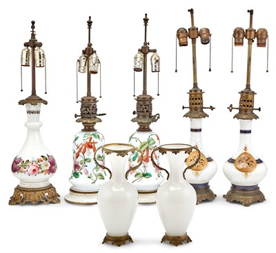 Lot 353 - Group of Five Gilt-Metal Mounted White Floral...