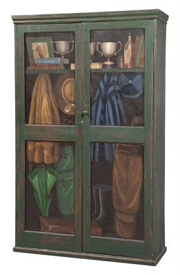 Lot 292 - Trompe L'Oeil Painted Pine Cabinet Height 6...