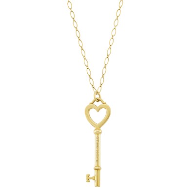 Lot 1029 - Tiffany & Co. Gold Heart Key Pendant-Necklace