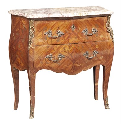 Lot 147 - Small Louis XV Style Tulipwood Marquetry...