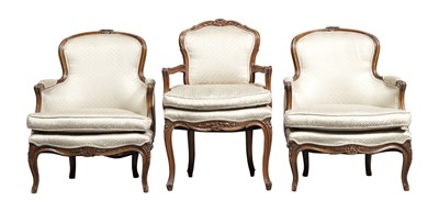 Lot 145 - Pair of Louis XV Beechwood Bergères Height 34...