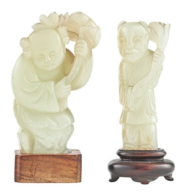 Lot 33 - Two Chinese Celadon Jade Figural Carvings Qing...