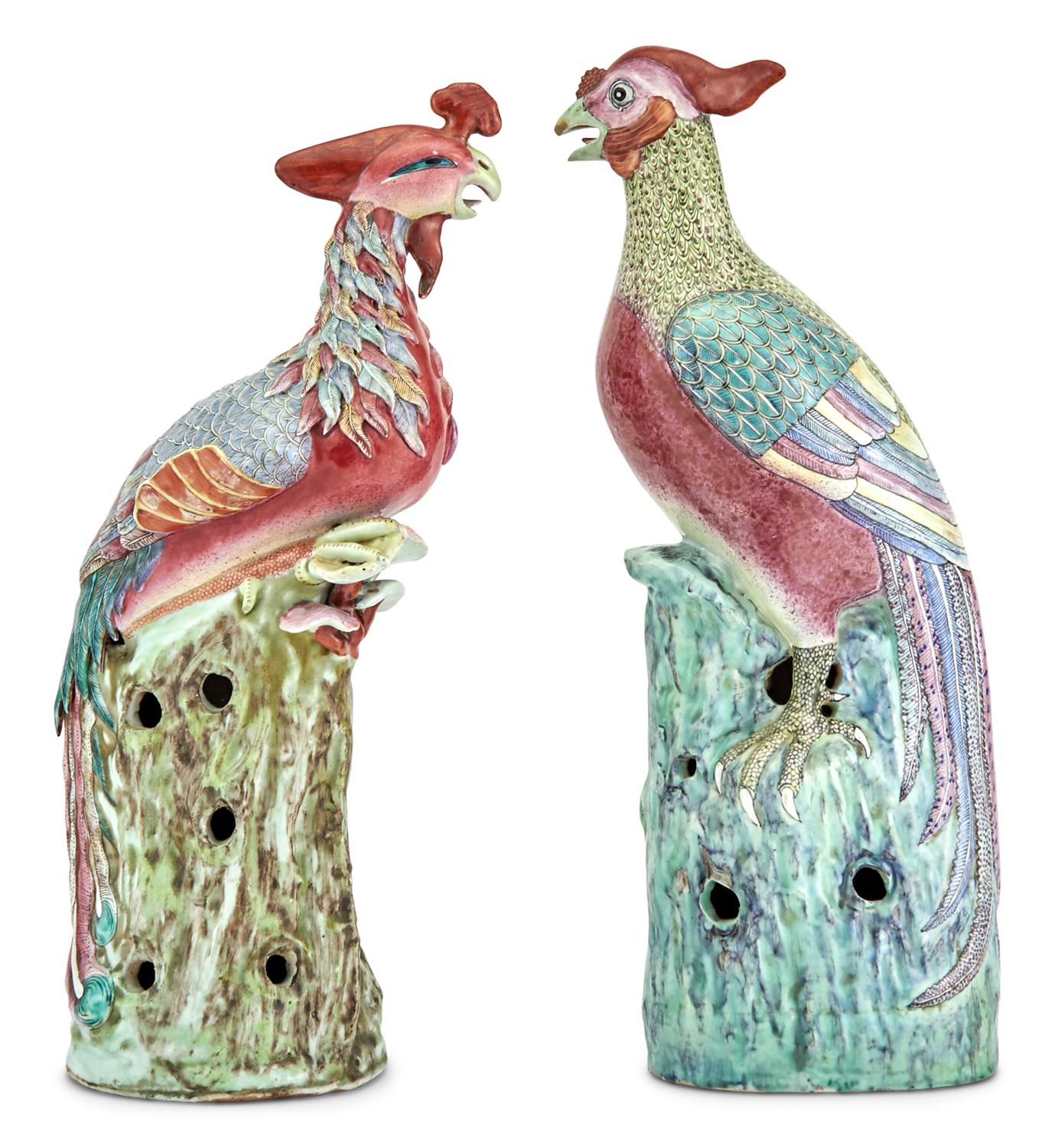 Lot 188 - Two Chinese Enameled Porcelain Phoenixes 19th...