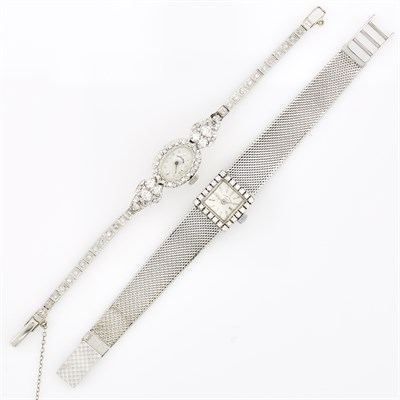 Lot 1171 - Two White Gold and Diamond Wristwatches