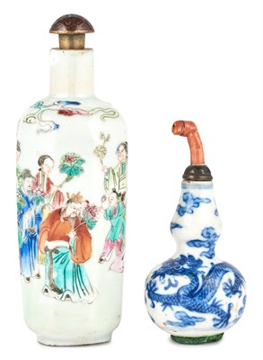 Lot 11 - Two Chinese Porcelain Snuff Bottles Late Qing...