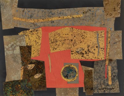Lot 77 - Max Papart French, 1911-1994 Collage in Orange,...