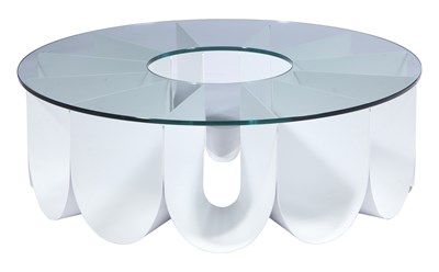 Lot 445 - Contemporary Metal and Glass Low Table