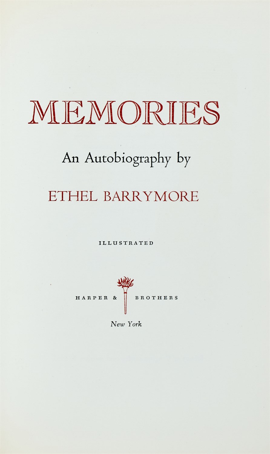 Lot 2013 - ETHEL BARRYMORE (1879-1959) Memories: An...