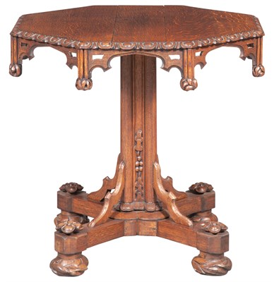 Lot 322 - Gothic Revival Oak Center Table Height 27...
