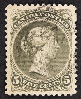Lot 3169 - Canada 1868-76 5 Cents Olive Green Perforated...