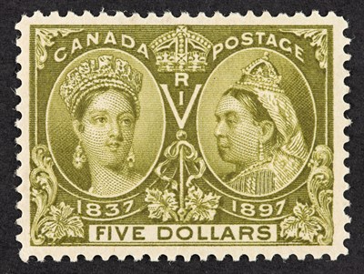Lot 3190 - Canada 1897 Jubilee $5 Olive Green Scott 65 $4,...