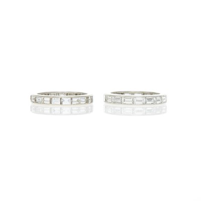 Lot 2182 - Two Platinum and Diamond Band Rings