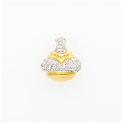 Lot 1244 - Two-Color Gold and Diamond Pendant