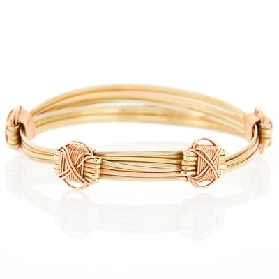 Lot 1265 - Tricolor Gold Slide Bracelet