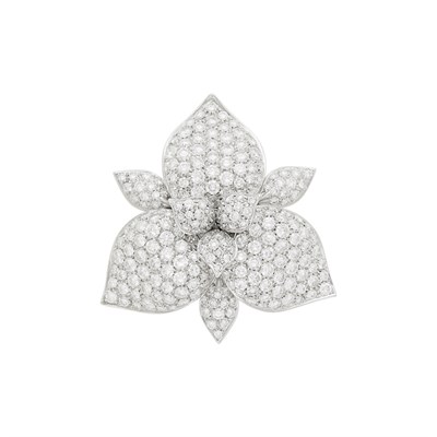 Lot 34 - White Gold and Diamond Flower Brooch
