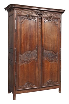 Lot 136 - French Provincial Carved Oak Armoire Height 7...