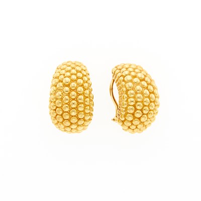 Lot 1026 - Pair of Gold Bombé Earrings