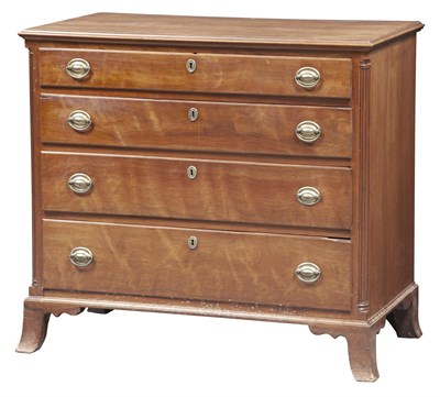 Lot 298 - Federal Walnut Chest of Four Drawers The case...