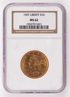 Lot 3018 - United States 1907 $10 Liberty NGC MS62...