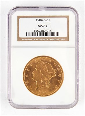 Lot 3025 - United States 1904 $20 Liberty Head NGC MS62...