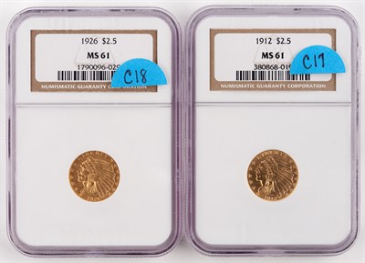 Lot 3013 - United States $2.50 Indian Head NGC MS61 Coins...