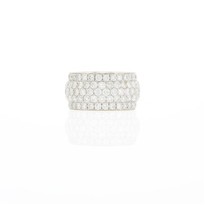 Lot 118 - Wide White Gold and Diamond Bombé Band Ring