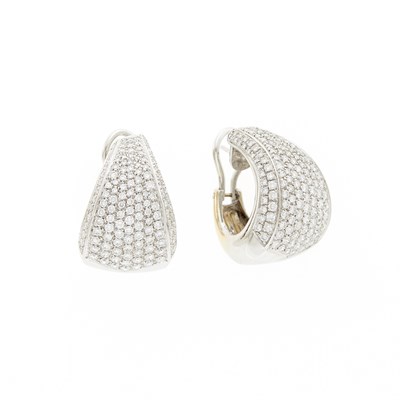 Lot 1056 - Pair of White Gold and Diamond Half-Hoop Earrings