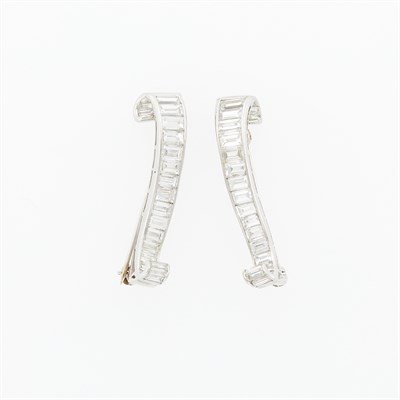 Lot 1052 - Pair of Platinum and Diamond Scroll Pins
