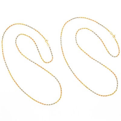 Lot 1257 - Pair of Tricolor Gold Chain Necklaces