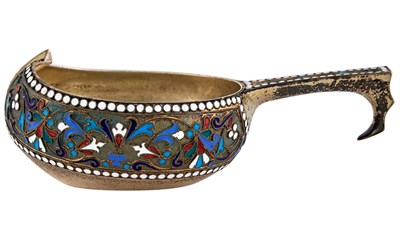 Lot 214 - Russian Silver-Gilt and Cloisonné Enamel Kovsh...