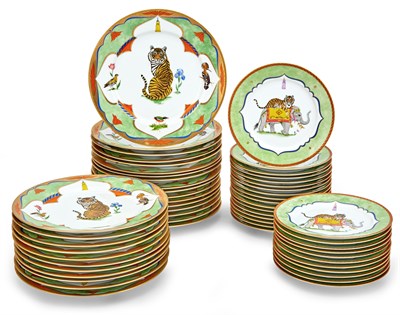 Lot 374 - Lynn Chase Tiger Raj Pattern Porcelain Partial...