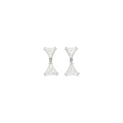 Lot 42 - Pair of White Gold and Diamond Pendant-Earrings
